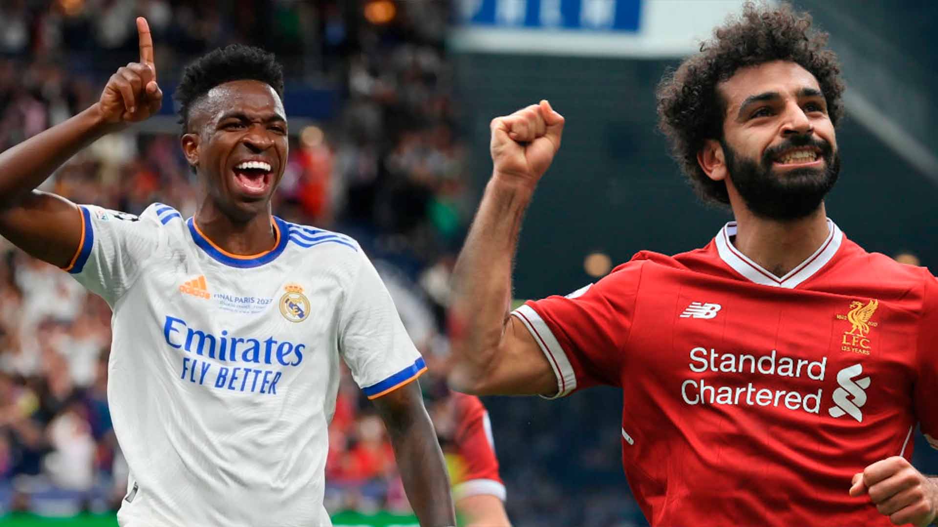 Jogadores de Real Madrid e Liverpool comemoram gol em confronto da Champions League 2025.